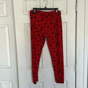 LulaRoe Red and Navy Leggings Tall & Curvy